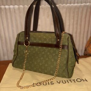 Authentic Louis Vuitton Mini Lin Monogram Green Josephine PM Y2K Vintage VI0023